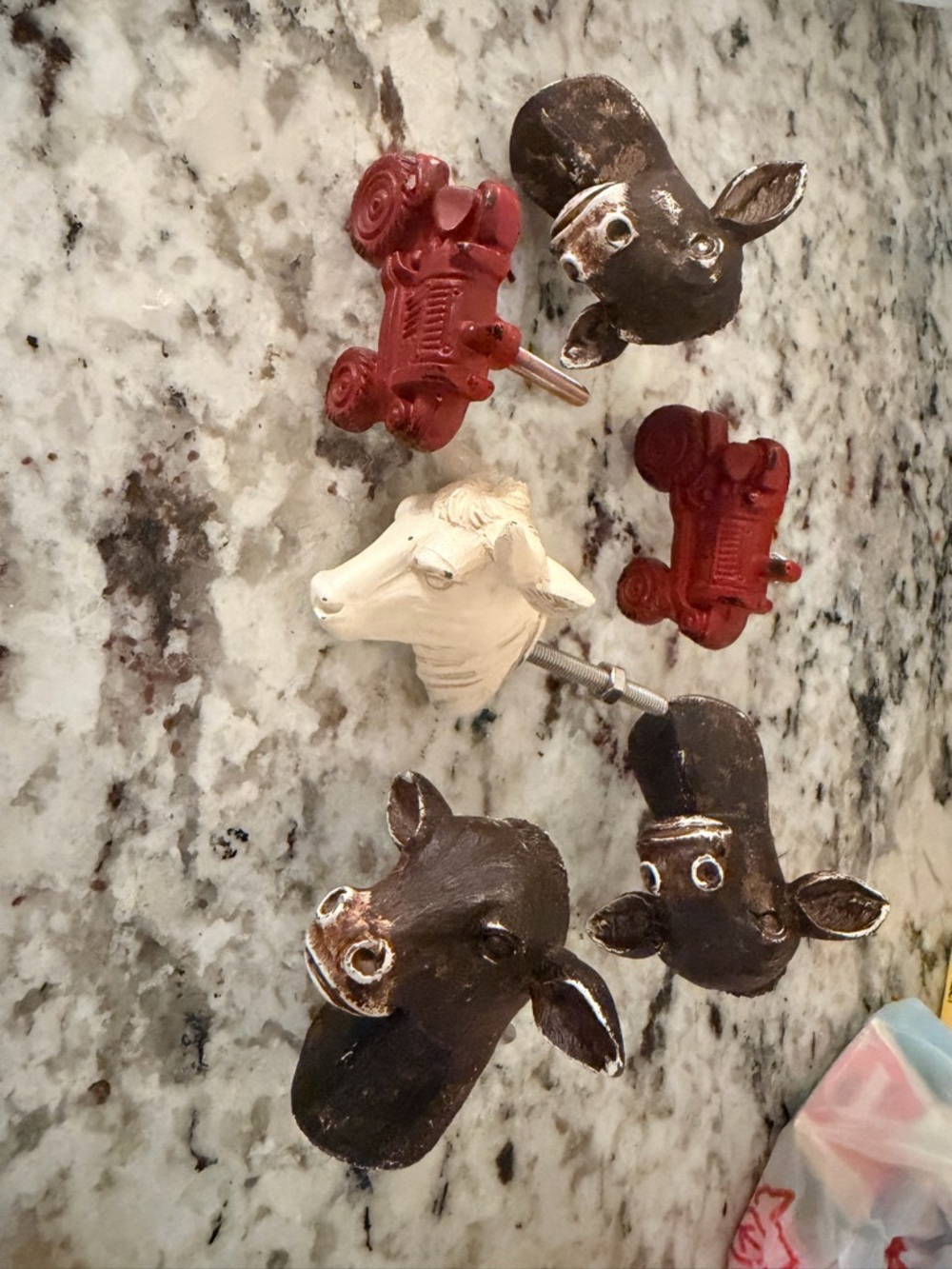 Farm Animal & Tractor Decorative Drawer Knobs - Brown, Red, Cream